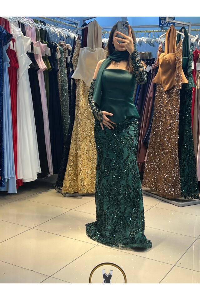 Abiye eldiven ve fularlı