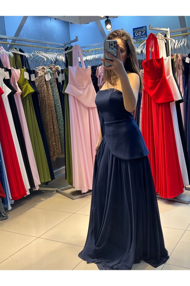 Abiye Elbise fular detaylı