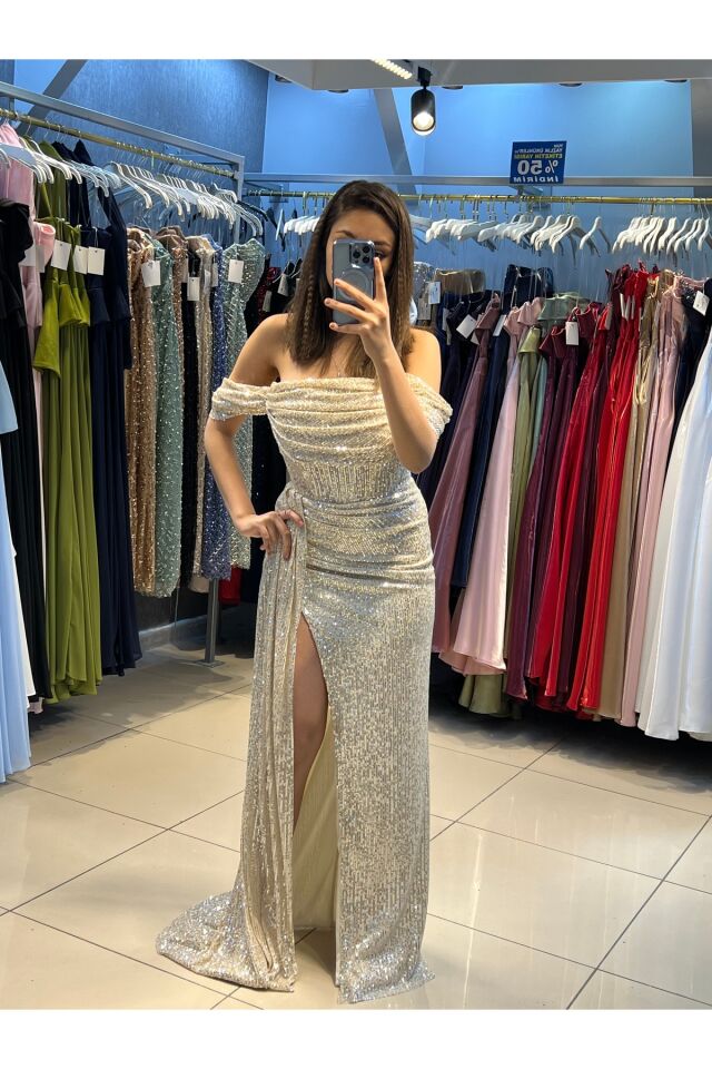 Abiye - Elbise - pulpayet yırtmaçlı balık